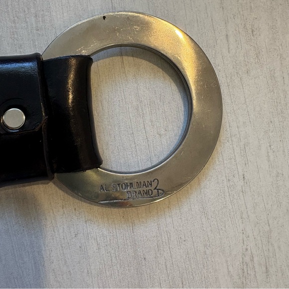 Vtg Al Stohlman Brand Black Leather Belt Floral Tooled Silver Western Cowgirl - Picture 9 of 11